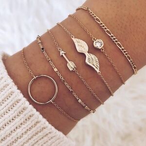 *CANDACE* 6-Pc Angel Wing Gem Fashion Bracelet Set